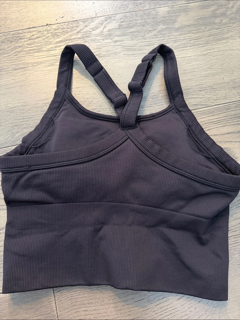ALO Yoga Black Ribbed Crossback Crop Top XS